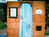 photobooth with blue curtain